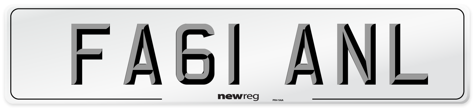 FA61 ANL Number Plate from New Reg